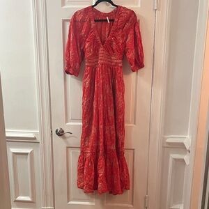 Free people golden hour Red Floral Women's Dress XS
